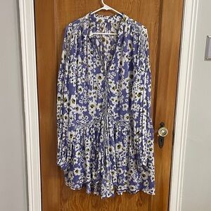 Free People Purple and White Sheer Floral Dress
